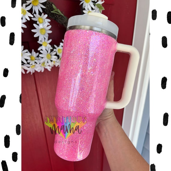 Stanley Inspired 40 Ounce Glitter Tumbler Cup With Handle Hot or