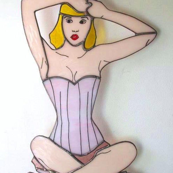 pinup girl stained glass pattern 20x14cm