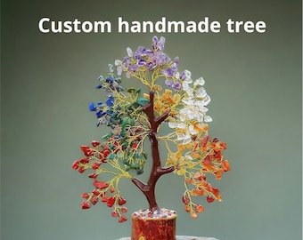 seven chakra crystal tree, Crystal tree, Gemstone tree, bonsai tree , Chakra Tree Sculpture, Gem Tree, Tree of Chakra/energy Healing Gems