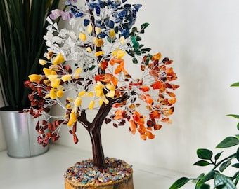 chakra crystal tree , 500 crystals , handmade spiritual positivity  home decor crystal gift