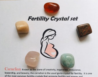 Fertility Crystals Set & Pregnancy Boost stones, Fertility Stones Healing Crystal Set ,medium size crystals, Fertility Support Crystal Set
