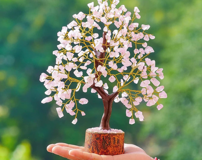 Rose quartz crystal Tree, Bonsai Tree of life Wire wrapped tree Gem tree, healing crystal, Christmas Home Decor Gift