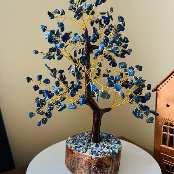 Lapis lazuli Crystal tree, Gemstone tree ,bonsai tree , handmade Tree Sculpture, lapis Gem Tree, Tree of Chaka, Feng Shui, Healing Gems