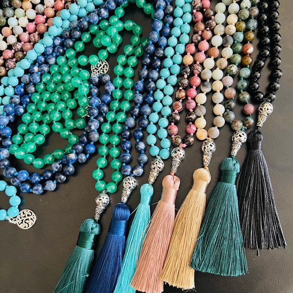 Handmade 108 Mala Beads, Mala Necklace, Mala Bracelet, Japa Mala, Yoga Jewellery, 108 Mala Beads, Yoga Gift, Meditation Prayer beads