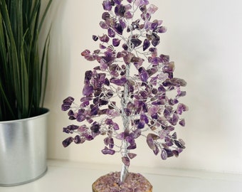 Rose quartz / Amethyst crystal Gemstone Tree Bonsai Tree Crystal Tree Chakra Tree Wire wrapped tree Gem tree Tree of life Home Decor Gift