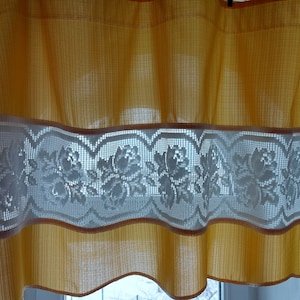 Cortina de poliéster decorativa vintage, cortina vintage para cafetería o cocina, decoración de cocina, textiles vintage para el hogar (T9)