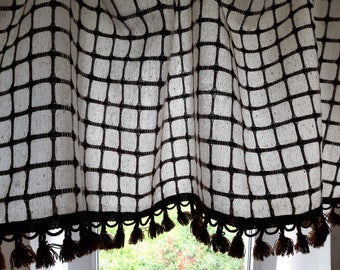 Vintage Thick Woven valance curtain, retro valance, kitchen valance, cafe curtain, Vintage textile (3)