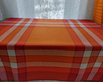 Vintage Finlayson Finland woven acrylic tablecloth, retro tablecloth, kitchen tablecloth , vintage tablecloths, Scandinavian textile (T9)