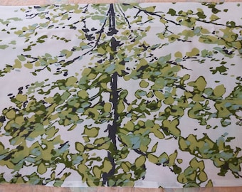 Vintage green white printed valance curtain, cafe curtain, kitchen curtain, Vintage Kitchen warming, room valance curtain (T2)