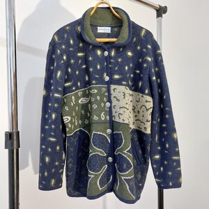 90s Pure wool sweater , vintage wool sweater , vintage warm wool jumper , blue green winter sweater.
