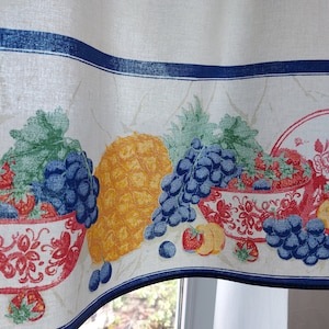 Vintage fruits printed cotton cafe curtain, kitchen cafe curtain, vintage valance curtain, kitchen warming , vintage design (T9)