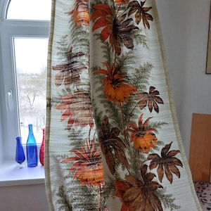 70s floral curtain panel , vintage floral curtain, floral night curtain, kitchen curtain (T5)