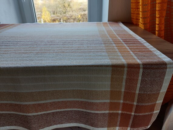 Vintage Finlayson Finland woven square tablecloth, Vintage kitchen tablecloth, tablecloth for small table, Scandinavian kitchen warming (T3)