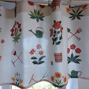 Vintage kitchen valance curtain, kitchen cafe curtain, gardening cafe curtain, kitchen warming, vintage Home textile (T5)