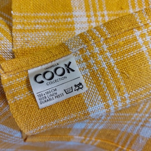 Vintage Finnish woven thick linen tablecloth, Medium large table cover, Rectangle tablecloth, Tampella Cook tablecloth (T5)