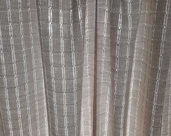 2 Pieces Vintage Beige Woven mix fabric curtains for one window,curtain panels, vintage curtains. curtain panels, curtains (2)