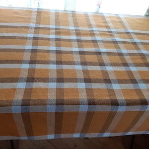 Rustic Woven cotton fabric tablecloth , Plaid tablelcoth, retro tbalecloth, M size tablecloth, Kitchen tbalelcoth , Scandinavian textile (3)