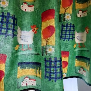 Vintage kitchen valance curtain, kitchen cafe curtain, vintage home textiles (T5)