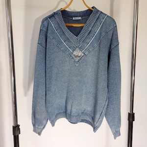 Stylish Vintage Men&#39;s Sweater , Vintage Willis jeans fabric woven cotton sweater , M size men&#39;s cardigan sweater, Danish vintage (D1)
