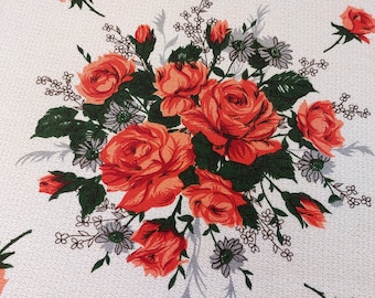 Vintage roses table mat, small tablecloth, floral table decor, center piece , vintage home textiles (T6)
