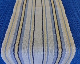 Camino de mesa de algodón a rayas tejido vintage sin usar, cubrecama, mantel, mantel, escandinavo (T1)