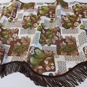 Vintage fruits flowers printed soft cotton cafe curtain, kitchen cafe curtain, vintage valance curtain (T5)