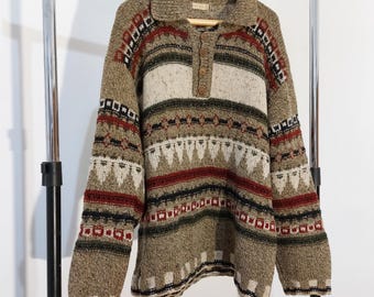 Vintage Hess natur Wool Knit Sweater , Men's wool jumper , retro sweater (D1)