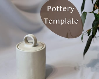 Container with lid - slab pottery template