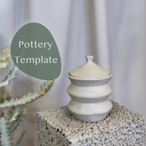 Cup with lid | Vase | Candle | Sugar bowl - Customisable slab pottery template