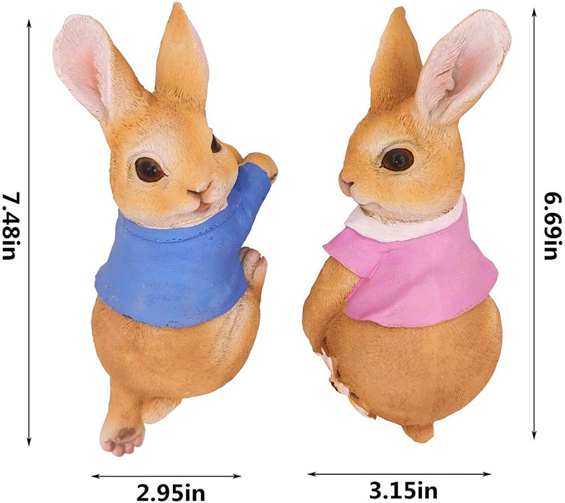 2pcs Cute Climbing Rabbit Outdoor Garden Resin Statue Hanging Etsy