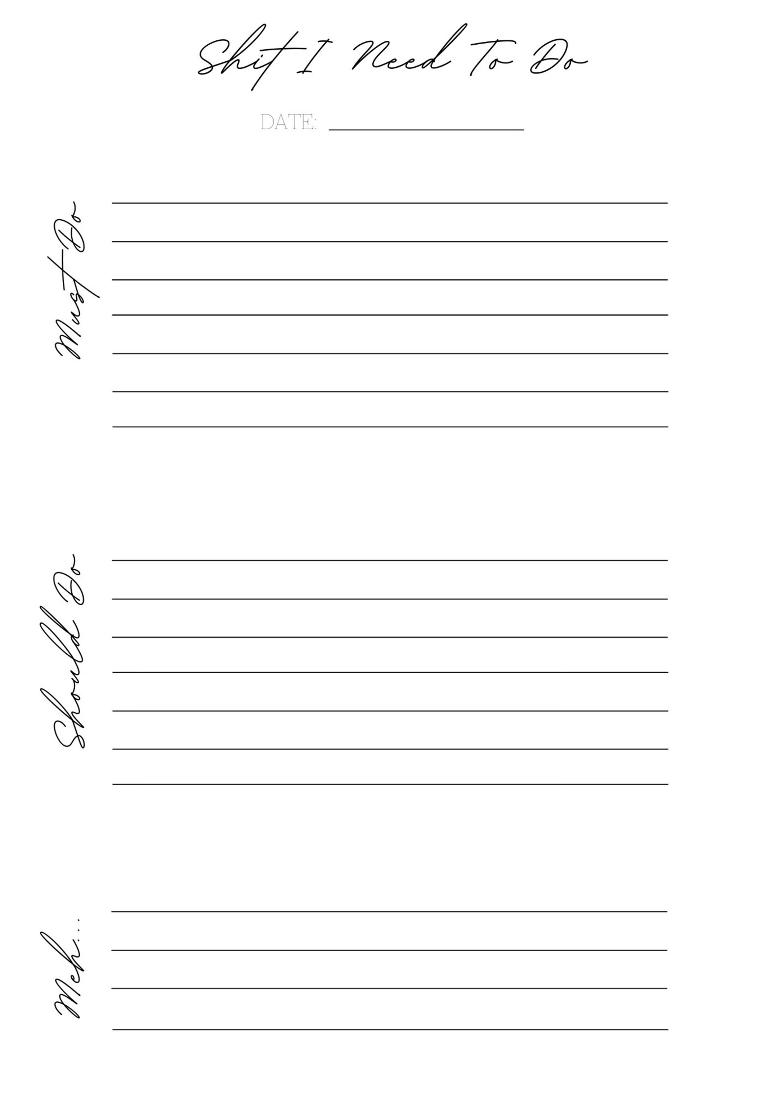 Shit I Need to Do To Do List Template To Do List Printable | Etsy