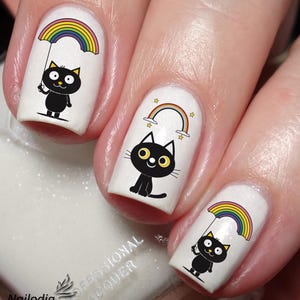 Black Cats Nail Art Decal Sticker