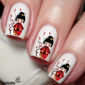 Japanese Kokeshi Dolls Nail Art Decal Sticker