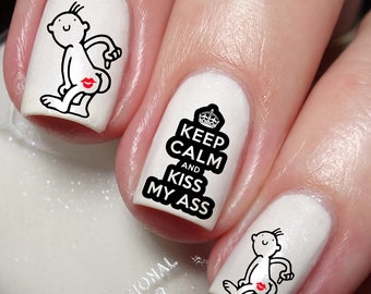 Funny Kiss My Ass Nail Art Decal Sticker