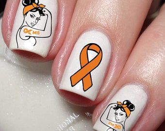 Pegatina para uñas con lazo de concienciación sobre la EM