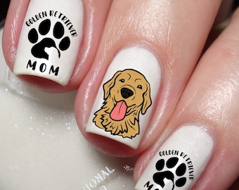 Golden Retriever Dog Nail Art Decal Sticker