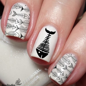 Fish Skeleton Nail Art Decal Sticker