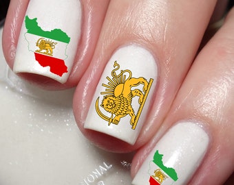 I Love Iran Nail Art Decal Sticker - Persian Flag