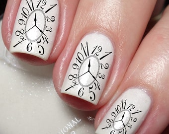 Vintage Clock Nail Art Decal Sticker