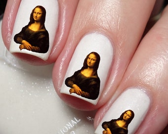 Sticker nail art Mona Lisa