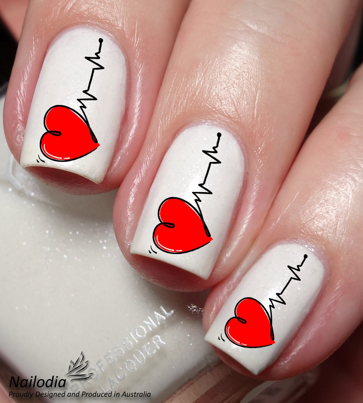Valentine's Day Nails | Black Lace with Heart Beat EKG Nail Art Design -  YouTube