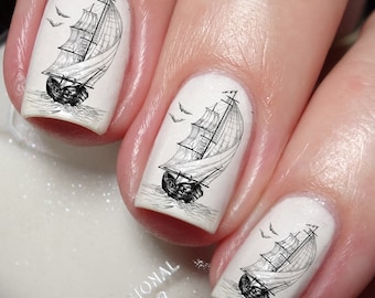 Vintage Segelboot Schiff Nail Art Aufkleber Aufkleber