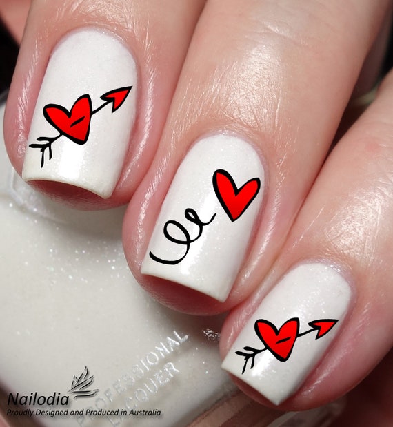 Stickers Autocollants Nail Art - Motifs Cœur Rose Et Blanc, Pour Décoration Ongles, Neufs