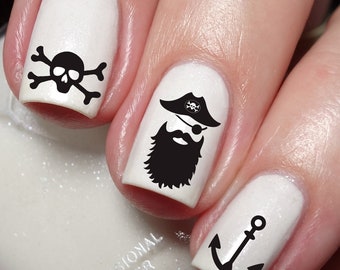 Pirate Nail Art Decal Sticker - Sailing Theme