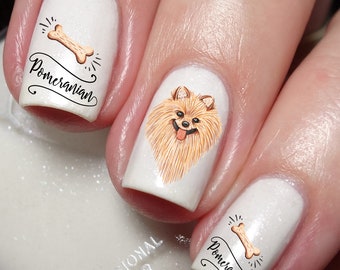 Pomeranian Dog Lovers Nail Art Decal Sticker
