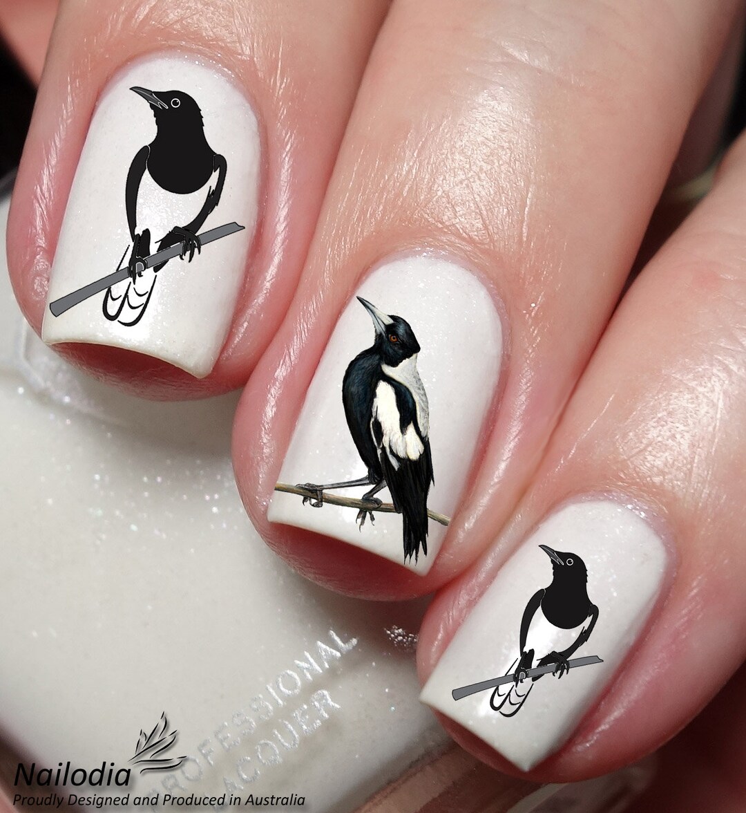 Magpie Nail Art Decal Sticker Etsy Australia