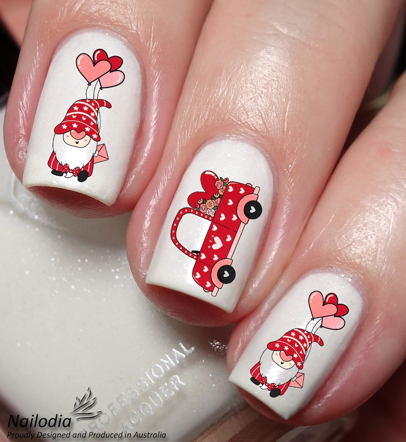 Valentines Gnomes & Truck Nail Art Decal Sticker Etsy