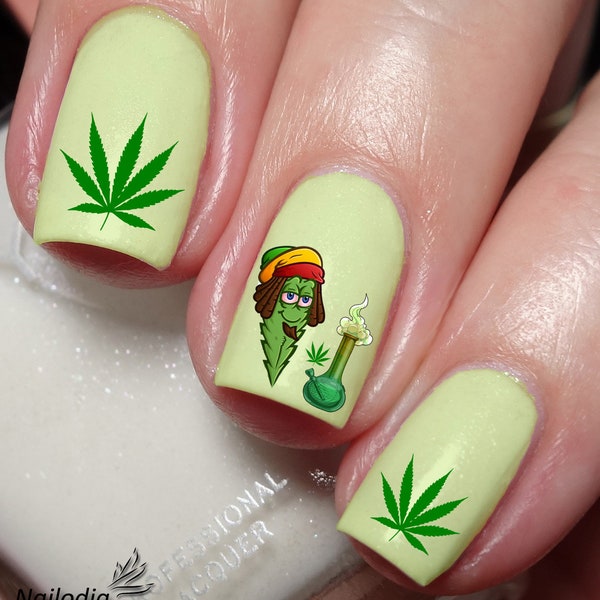 Cannabis Weed Marijuana Smokers Nail Art Decal Sticker