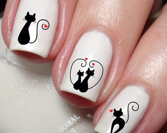 Me encanta la etiqueta engomada del arte del clavo del gato y del gatito