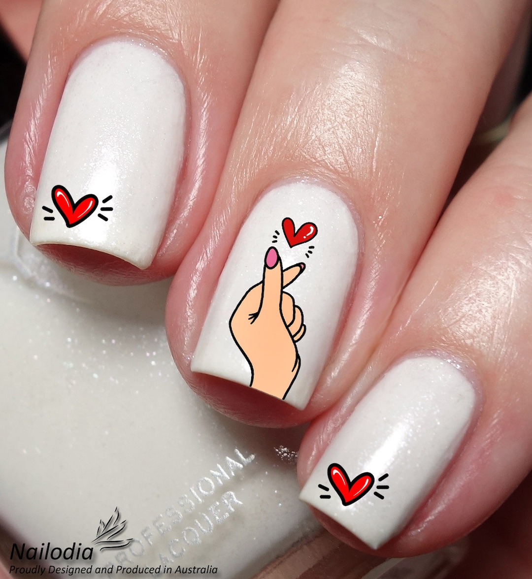 Finger Heart Nail Art Decal Sticker - Etsy